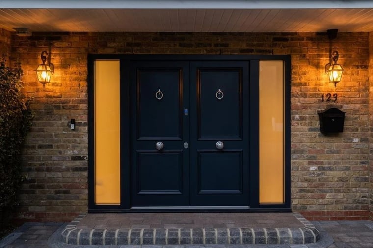 External Composite Black Door With Knockers and Centre Knobs