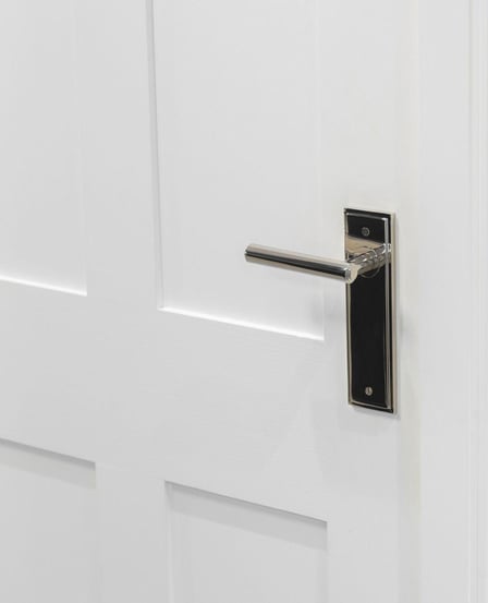 Burlington Polished Nickel Door Handle on Backplate